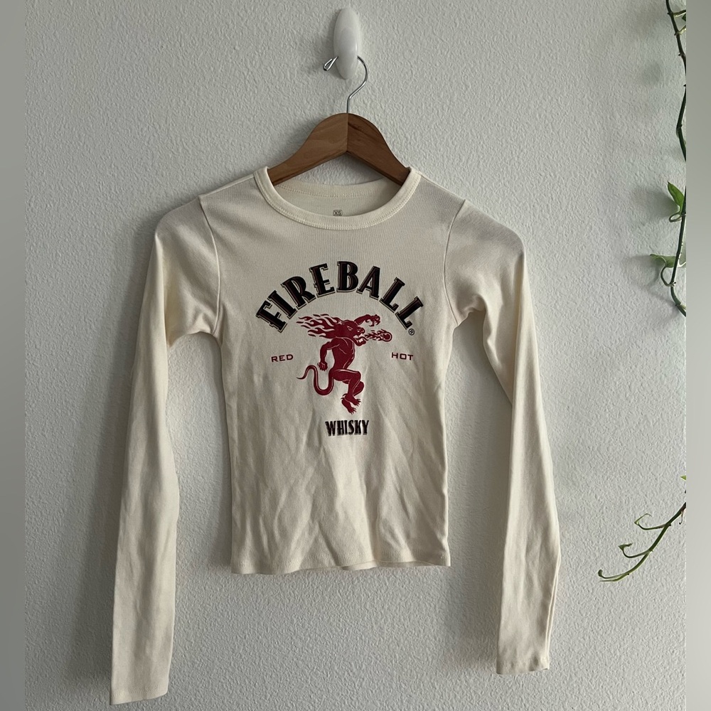 Fireball Whiskey Cropped Long Sleeve Shirt (XS)